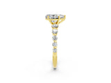 Yellow gold Pear Cut Solitaire Moissanite Ring with Pave Band and Four-Prong Setting_2