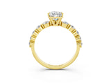 Yellow gold Pear Cut Solitaire Moissanite Ring with Pave Band and Four-Prong Setting_3