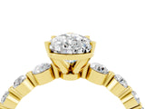 Yellow gold Pear Cut Solitaire Moissanite Ring with Pave Band and Four-Prong Setting_4