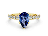 Yellow gold Pear Cut Solitaire Pave Diamond Engagement Ring with Four-Prong Setting_12