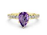 Yellow gold Pear Cut Solitaire Pave Diamond Engagement Ring with Four-Prong Setting_12