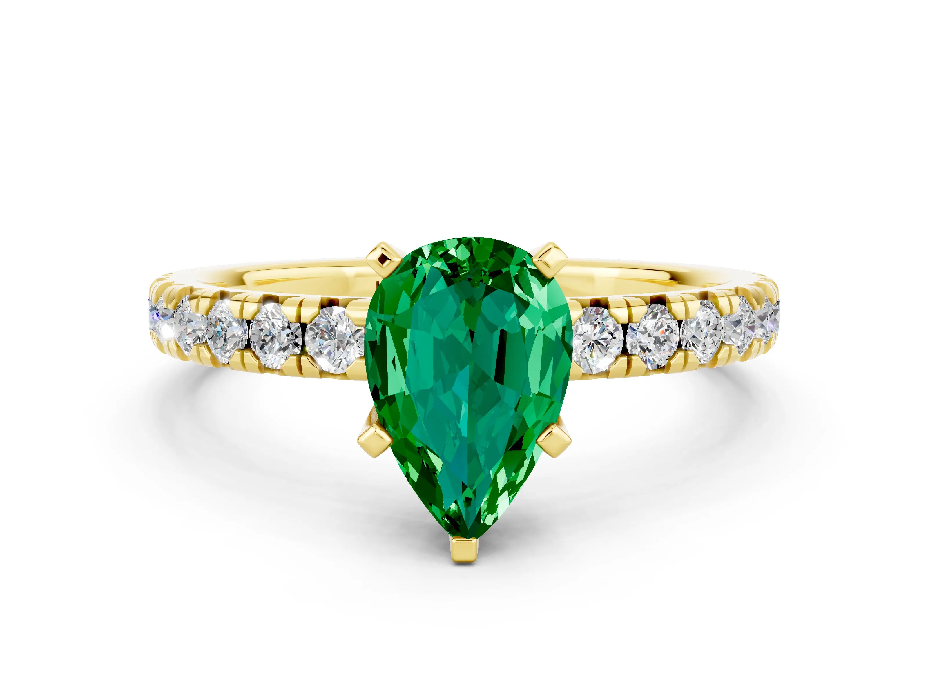 Yellow gold Pear Cut Solitaire Pave Diamond Engagement Ring with Four-Prong Setting_12