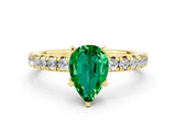 Yellow gold Pear Cut Solitaire Pave Diamond Engagement Ring with Four-Prong Setting_12