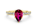 Yellow gold Pear Cut Solitaire Pave Diamond Engagement Ring with Four-Prong Setting_12