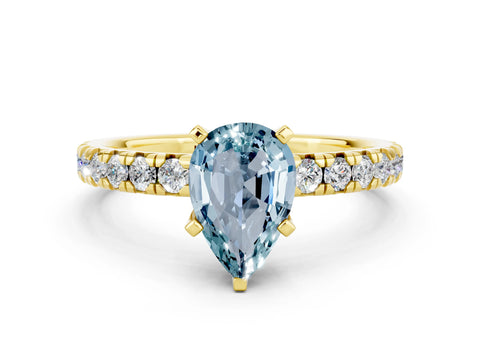 Yellow gold Pear Cut Solitaire Pave Diamond Engagement Ring with Four-Prong Setting_12
