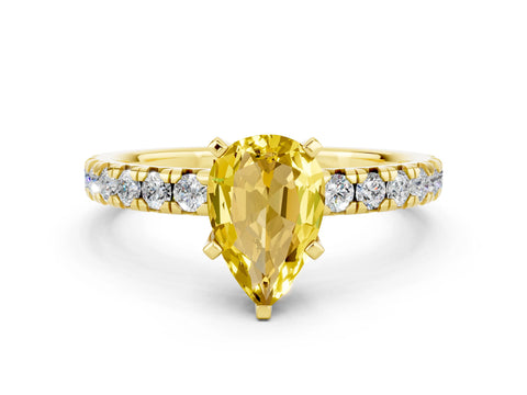 Yellow gold Pear Cut Solitaire Pave Diamond Engagement Ring with Four-Prong Setting_12