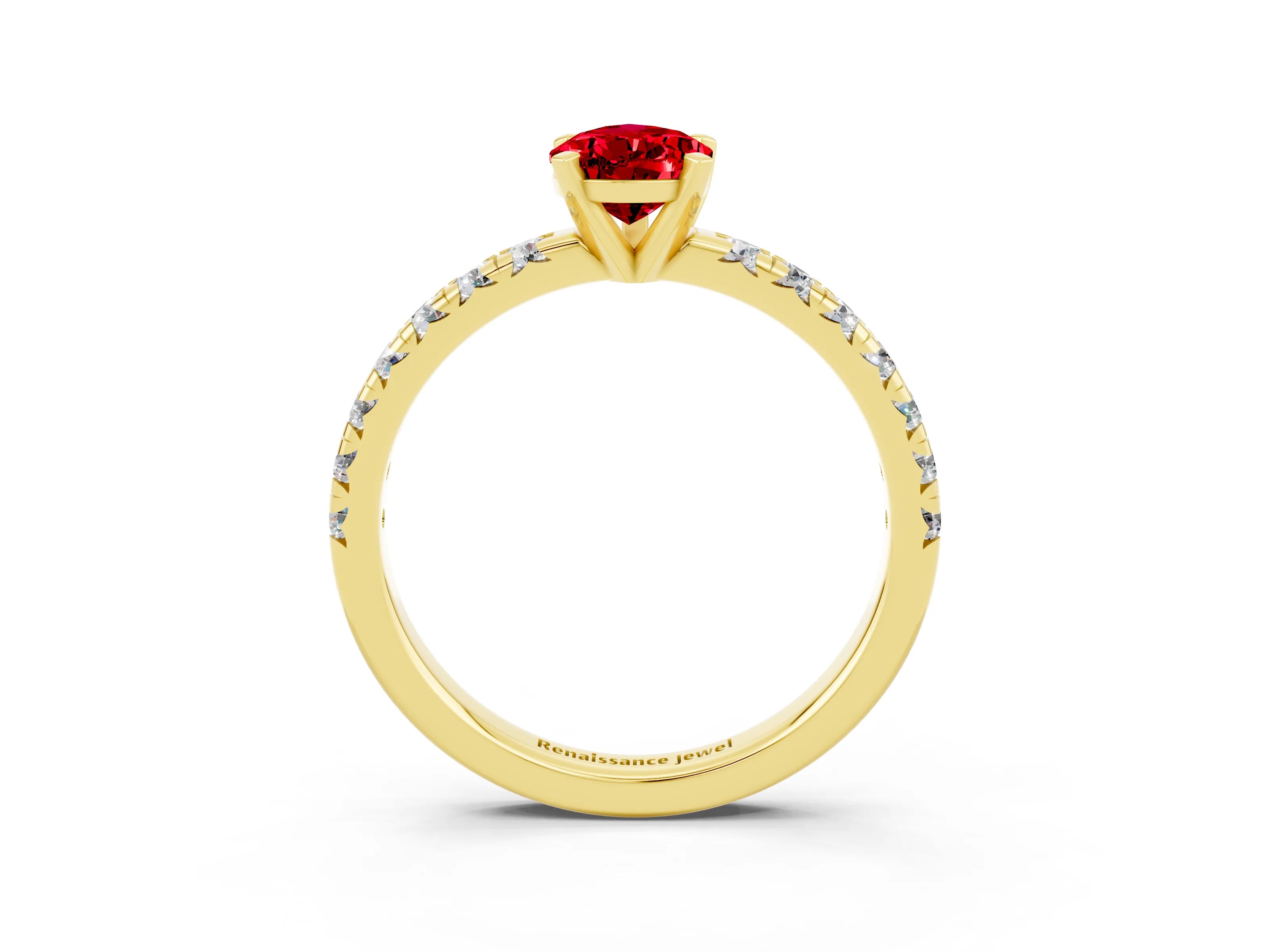 Yellow gold Pear Cut Solitaire Pave Diamond Engagement Ring with Four-Prong Setting_15