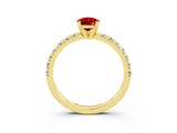 Yellow gold Pear Cut Solitaire Pave Diamond Engagement Ring with Four-Prong Setting_15