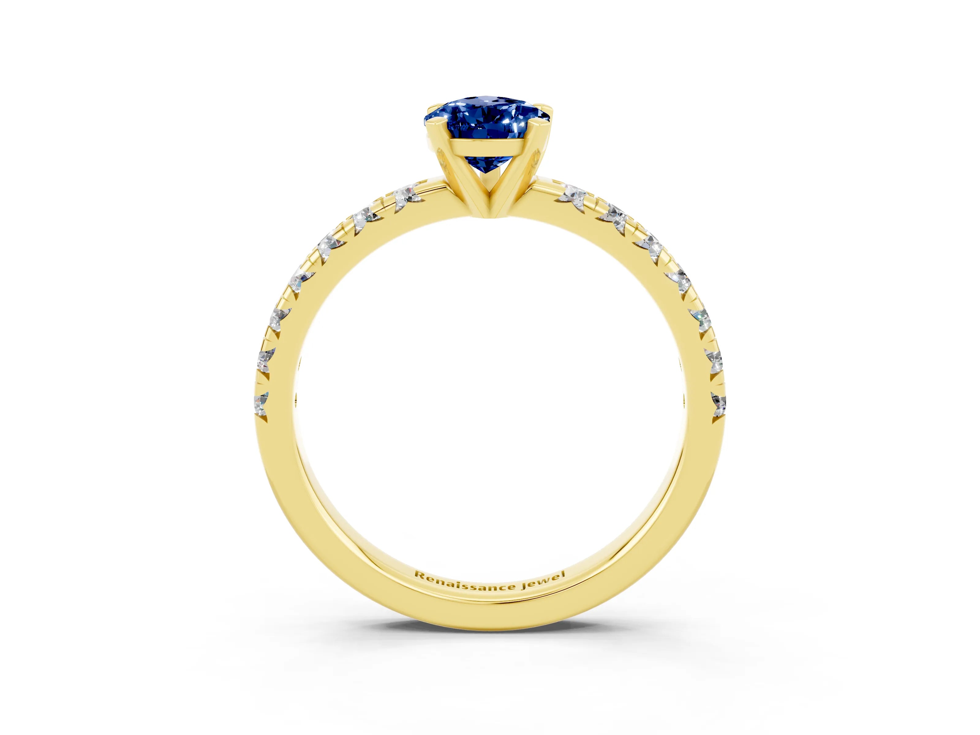 Yellow gold Pear Cut Solitaire Pave Diamond Engagement Ring with Four-Prong Setting_15