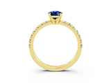 Yellow gold Pear Cut Solitaire Pave Diamond Engagement Ring with Four-Prong Setting_15