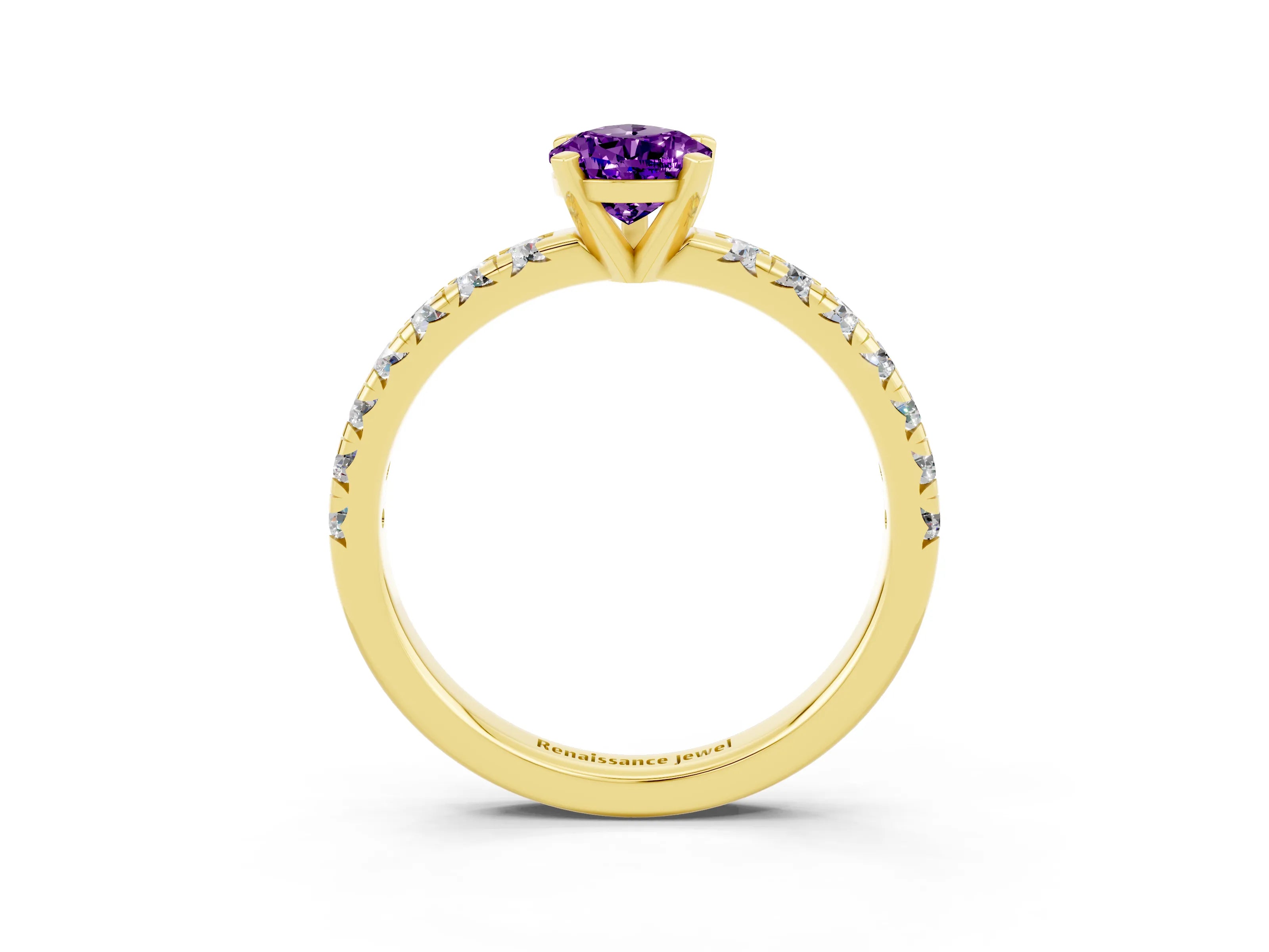 Yellow gold Pear Cut Solitaire Pave Diamond Engagement Ring with Four-Prong Setting_15