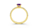 Yellow gold Pear Cut Solitaire Pave Diamond Engagement Ring with Four-Prong Setting_15