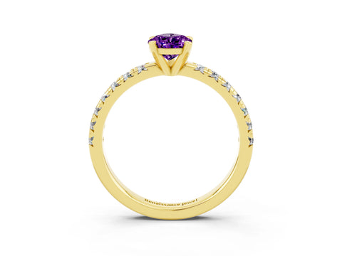 Yellow gold Pear Cut Solitaire Pave Diamond Engagement Ring with Four-Prong Setting_15