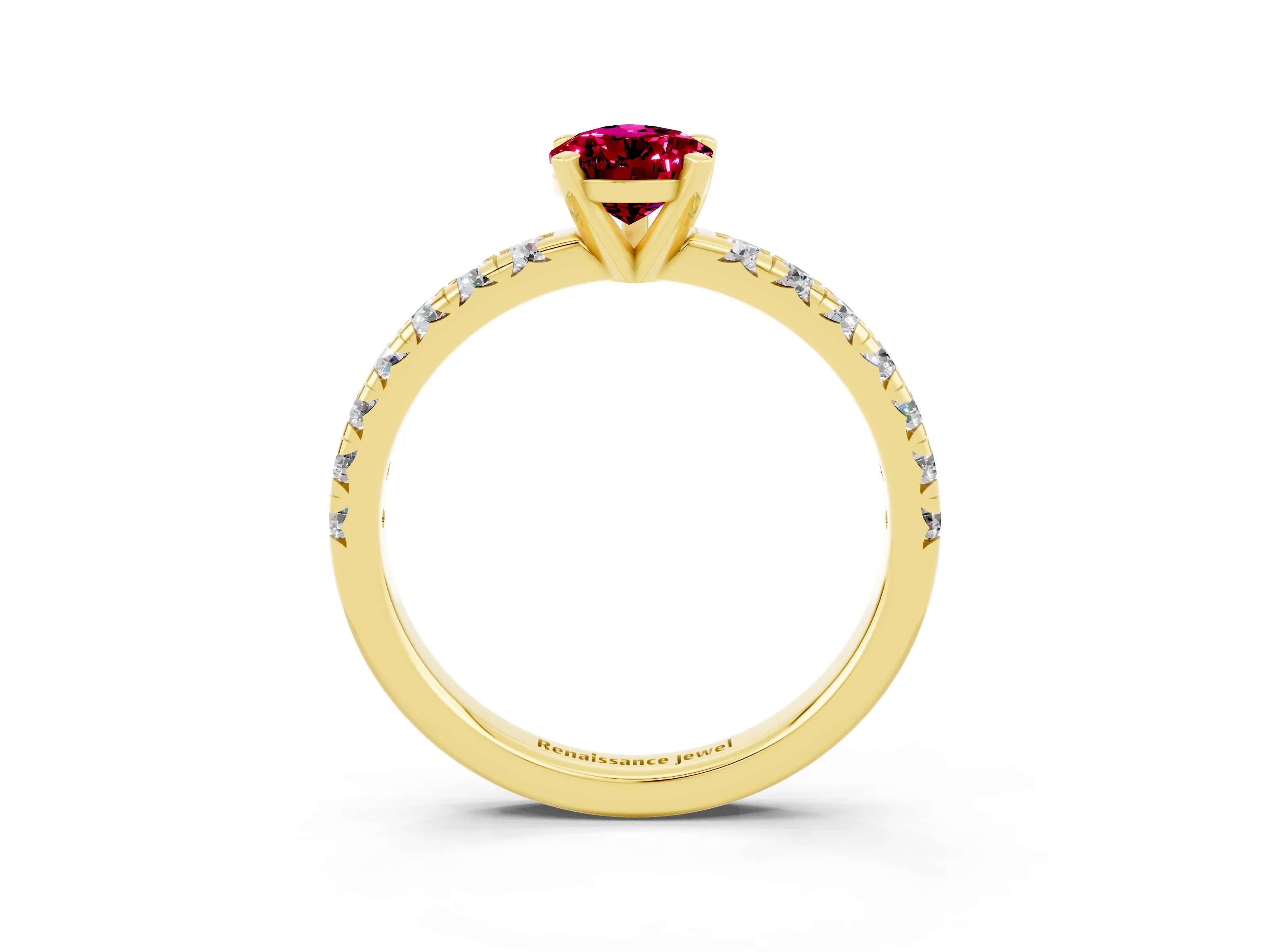 Yellow gold Pear Cut Solitaire Pave Diamond Engagement Ring with Four-Prong Setting_15