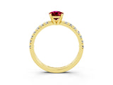 Yellow gold Pear Cut Solitaire Pave Diamond Engagement Ring with Four-Prong Setting_15
