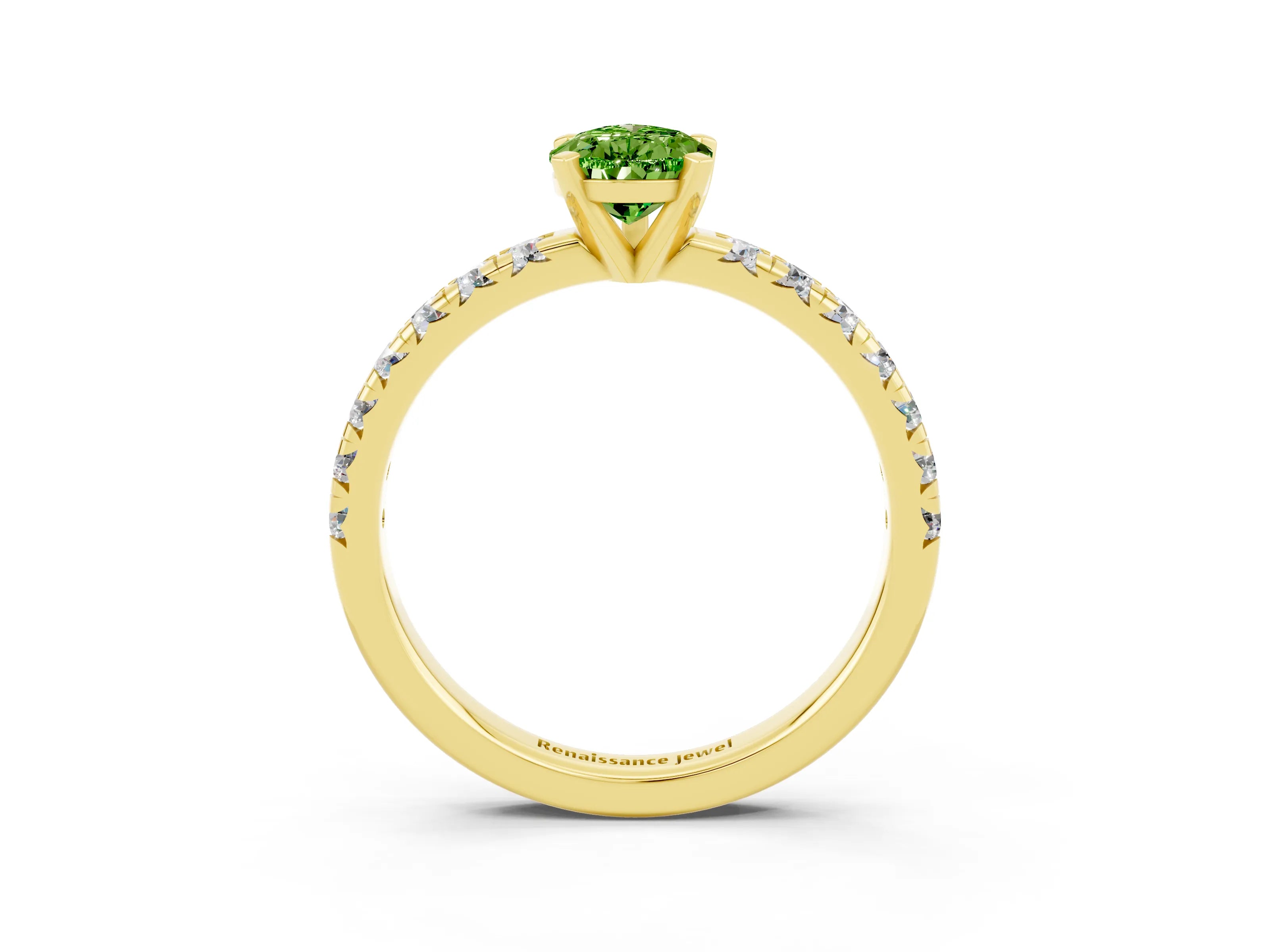 Yellow gold Pear Cut Solitaire Pave Diamond Engagement Ring with Four-Prong Setting_15