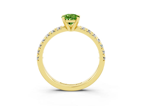 Yellow gold Pear Cut Solitaire Pave Diamond Engagement Ring with Four-Prong Setting_15