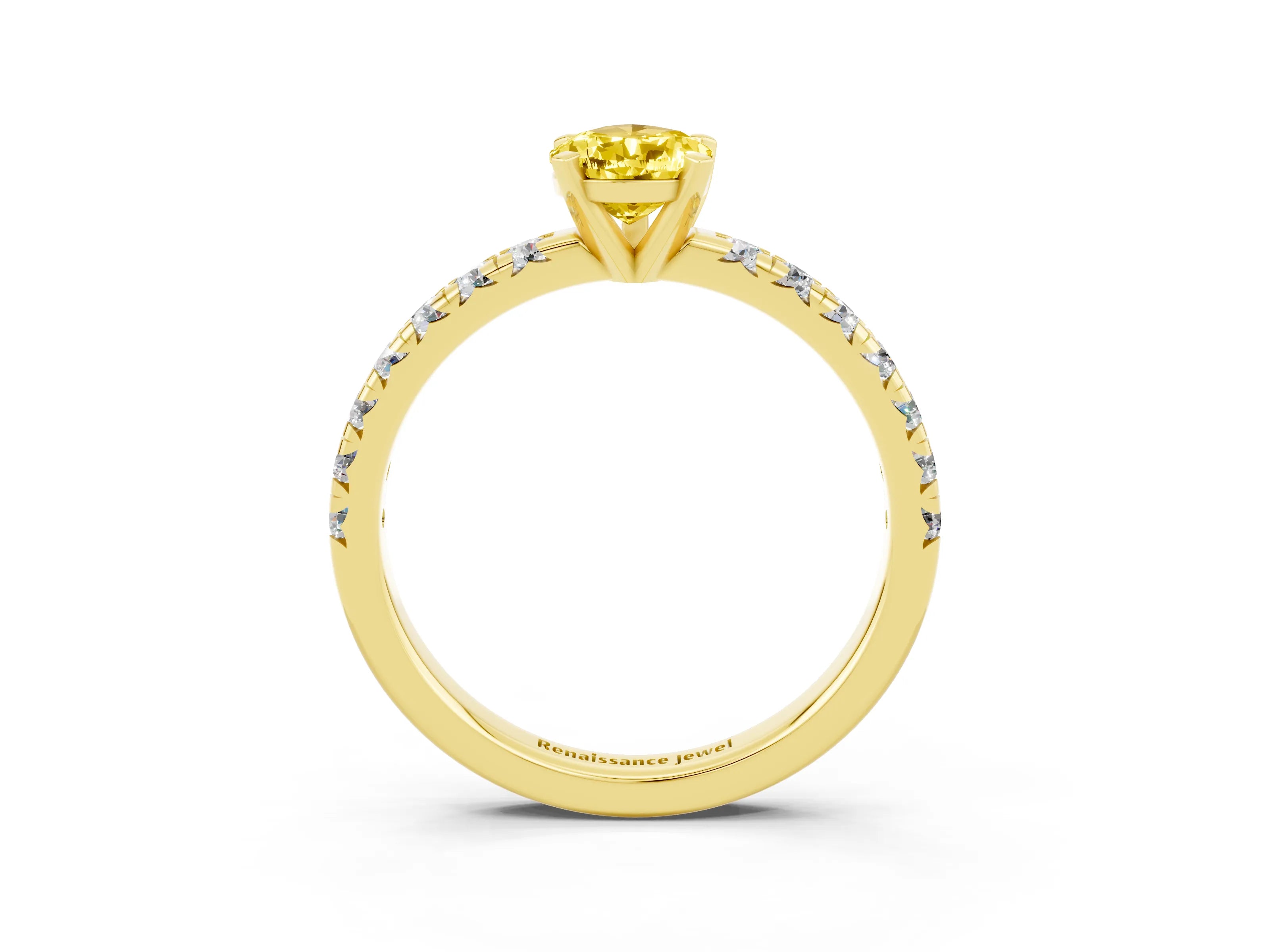 Yellow gold Pear Cut Solitaire Pave Diamond Engagement Ring with Four-Prong Setting_15