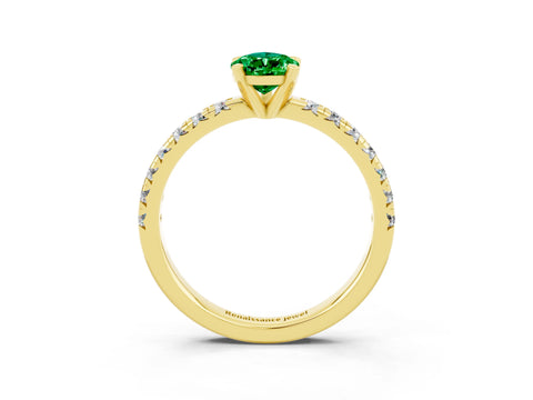 Yellow gold Pear Cut Solitaire Pave Diamond Engagement Ring with Four-Prong Setting_15