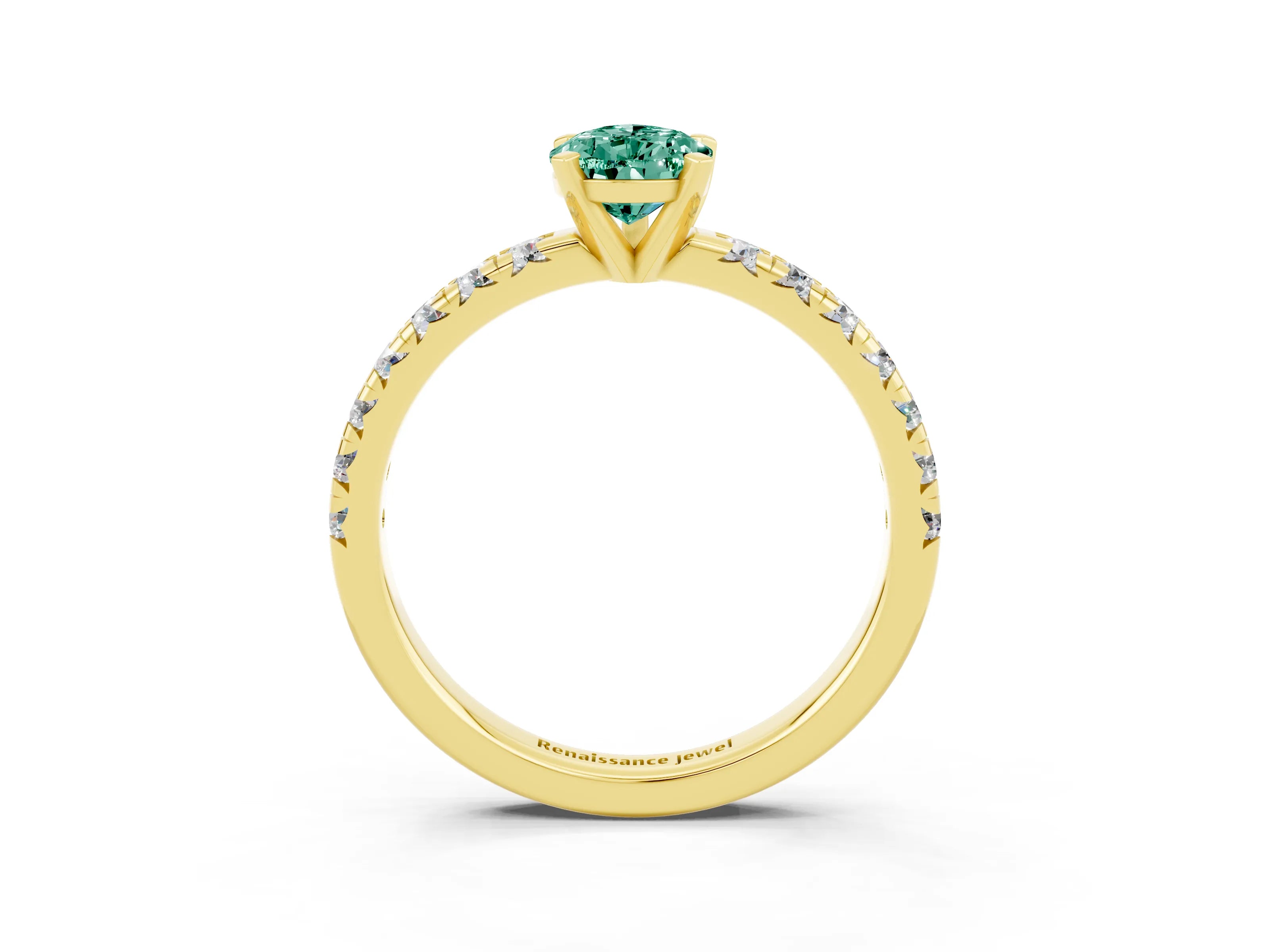 Yellow gold Pear Cut Solitaire Pave Diamond Engagement Ring with Four-Prong Setting_15