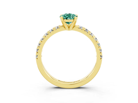 Yellow gold Pear Cut Solitaire Pave Diamond Engagement Ring with Four-Prong Setting_15