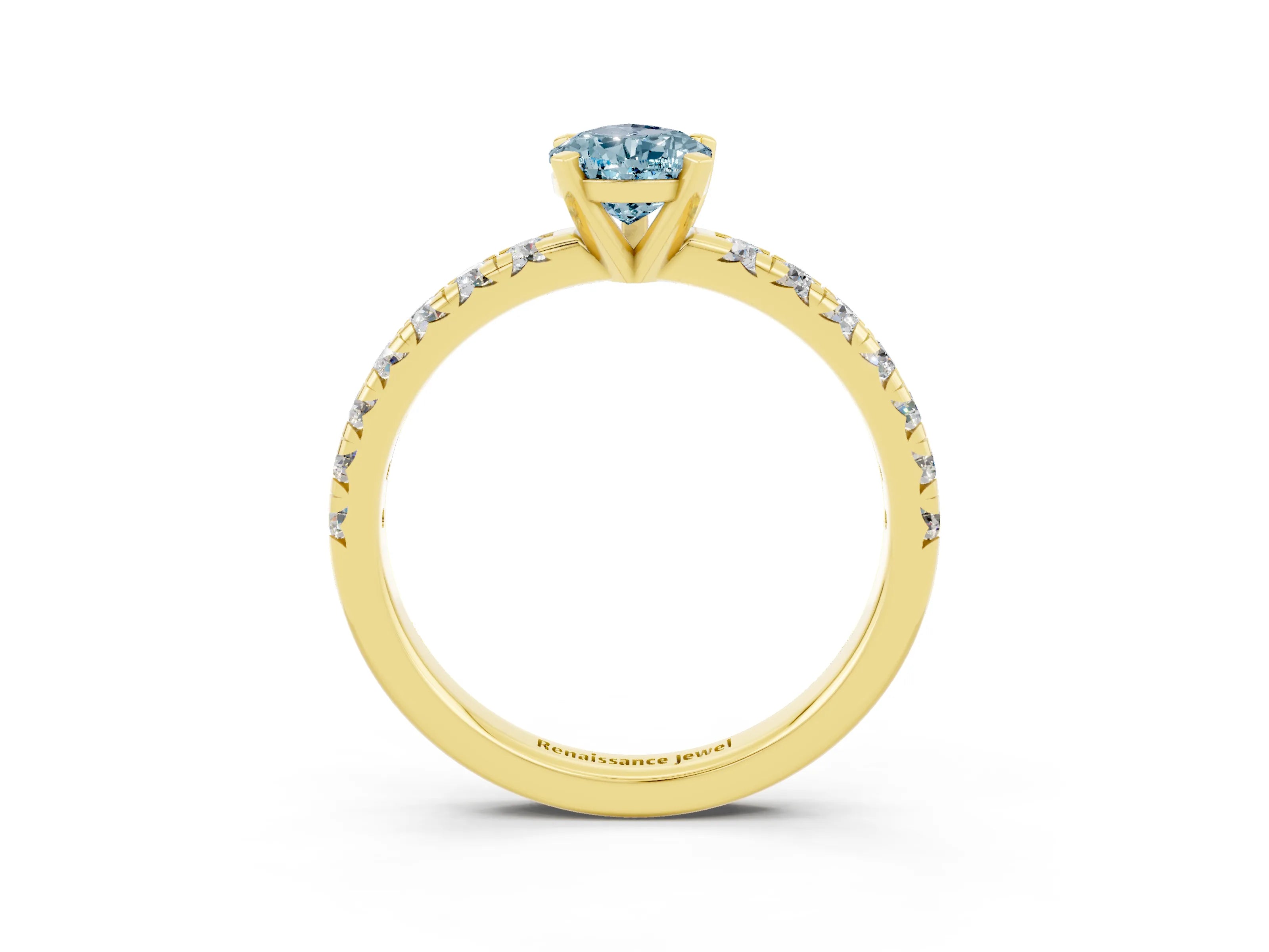 Yellow gold Pear Cut Solitaire Pave Diamond Engagement Ring with Four-Prong Setting_15