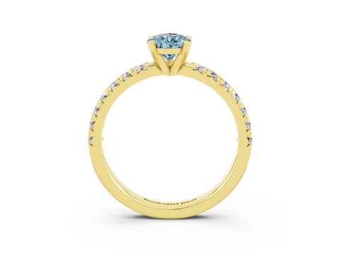 Yellow gold Pear Cut Solitaire Pave Diamond Engagement Ring with Four-Prong Setting_15