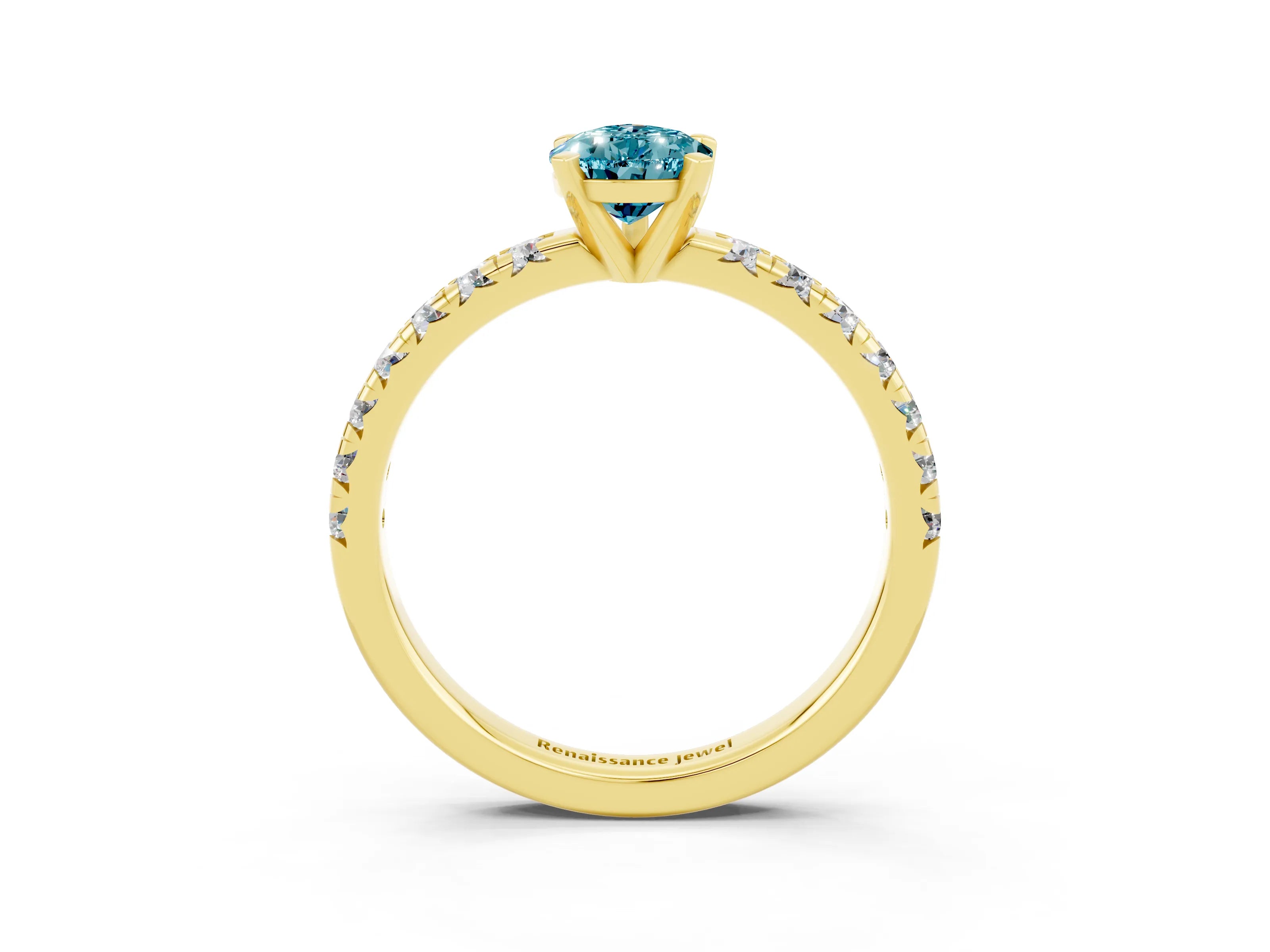 Yellow gold Pear Cut Solitaire Pave Diamond Engagement Ring with Four-Prong Setting_15
