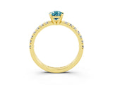 Yellow gold Pear Cut Solitaire Pave Diamond Engagement Ring with Four-Prong Setting_15
