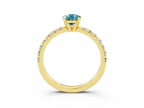 Yellow gold Pear Cut Solitaire Pave Diamond Engagement Ring with Four-Prong Setting_15