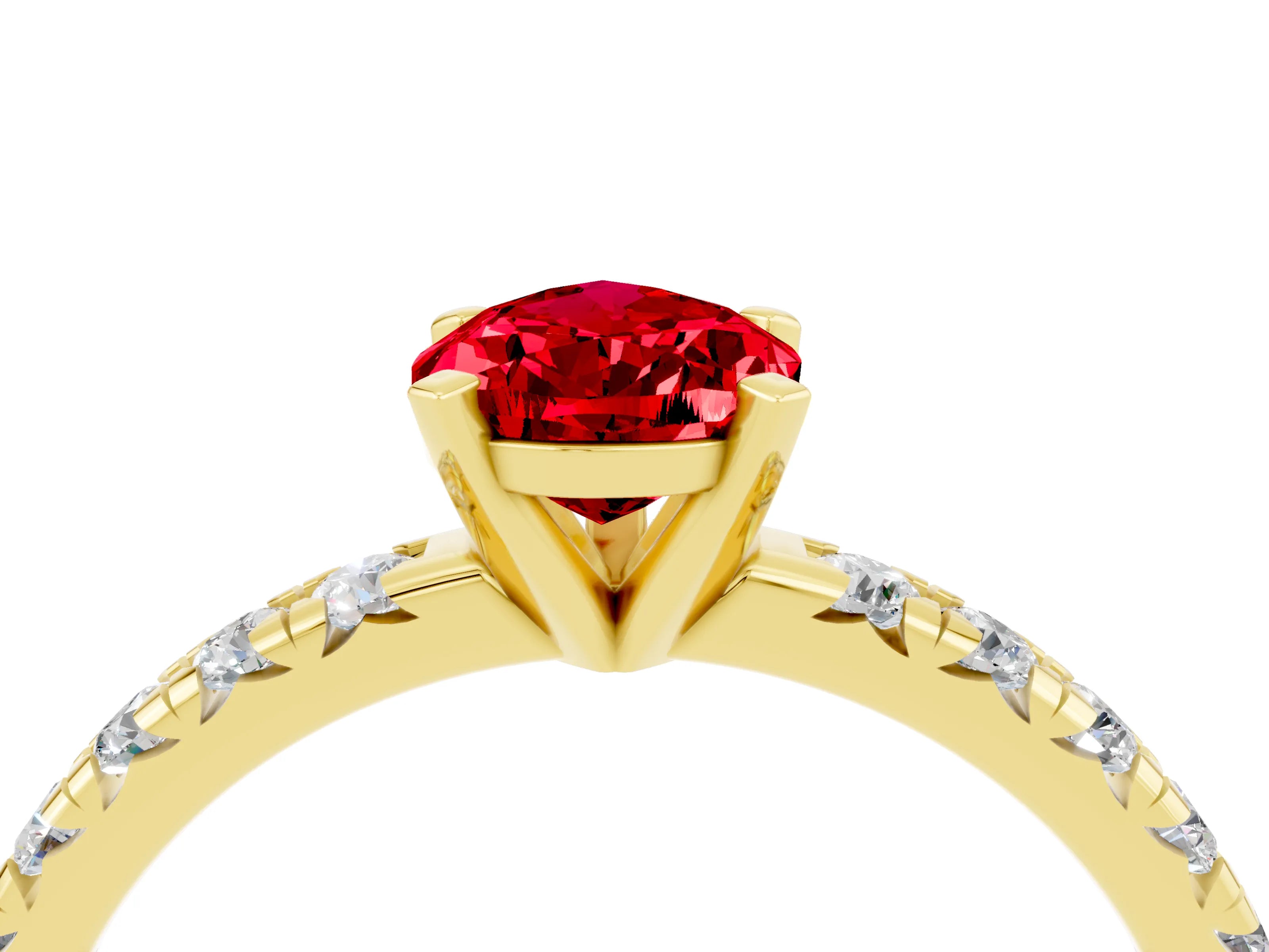 Yellow gold Pear Cut Solitaire Pave Diamond Engagement Ring with Four-Prong Setting_16