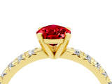 Yellow gold Pear Cut Solitaire Pave Diamond Engagement Ring with Four-Prong Setting_16