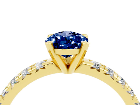 Yellow gold Pear Cut Solitaire Pave Diamond Engagement Ring with Four-Prong Setting_16