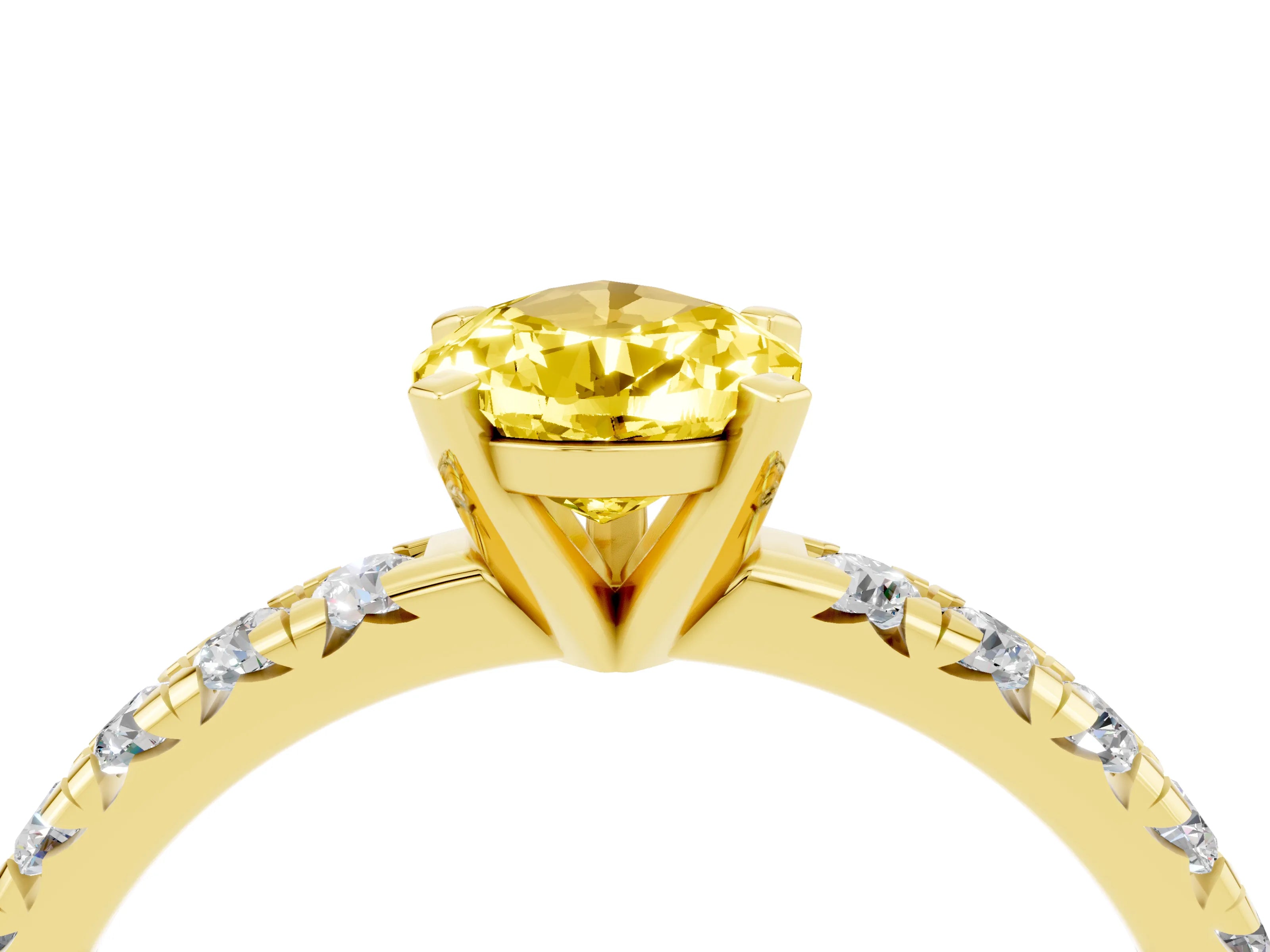 Yellow gold Pear Cut Solitaire Pave Diamond Engagement Ring with Four-Prong Setting_16