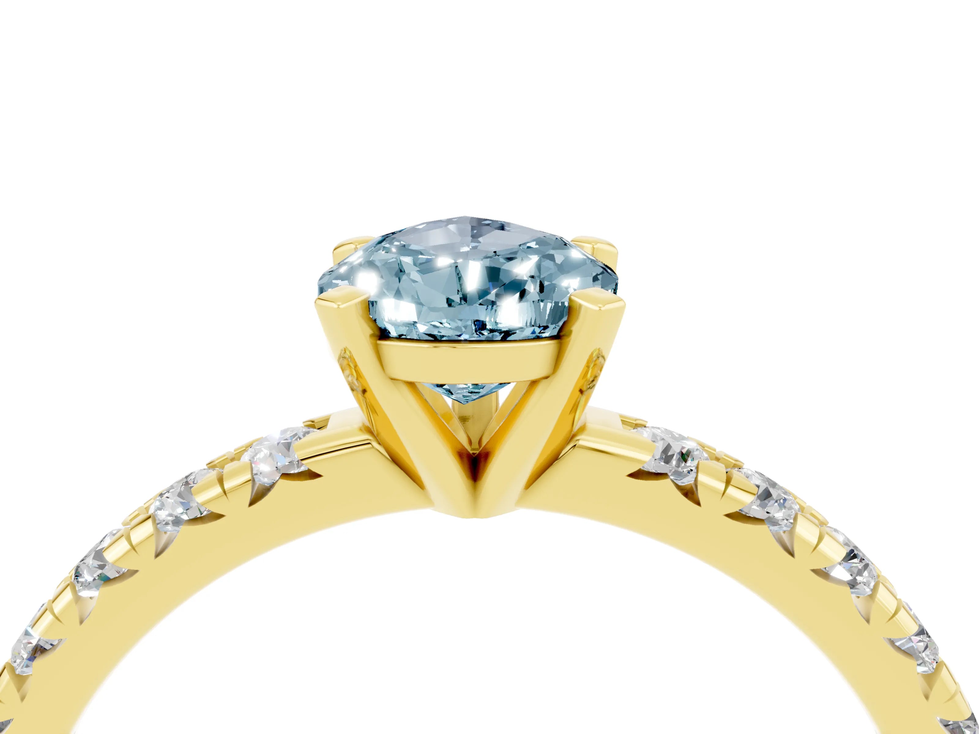 Yellow gold Pear Cut Solitaire Pave Diamond Engagement Ring with Four-Prong Setting_16