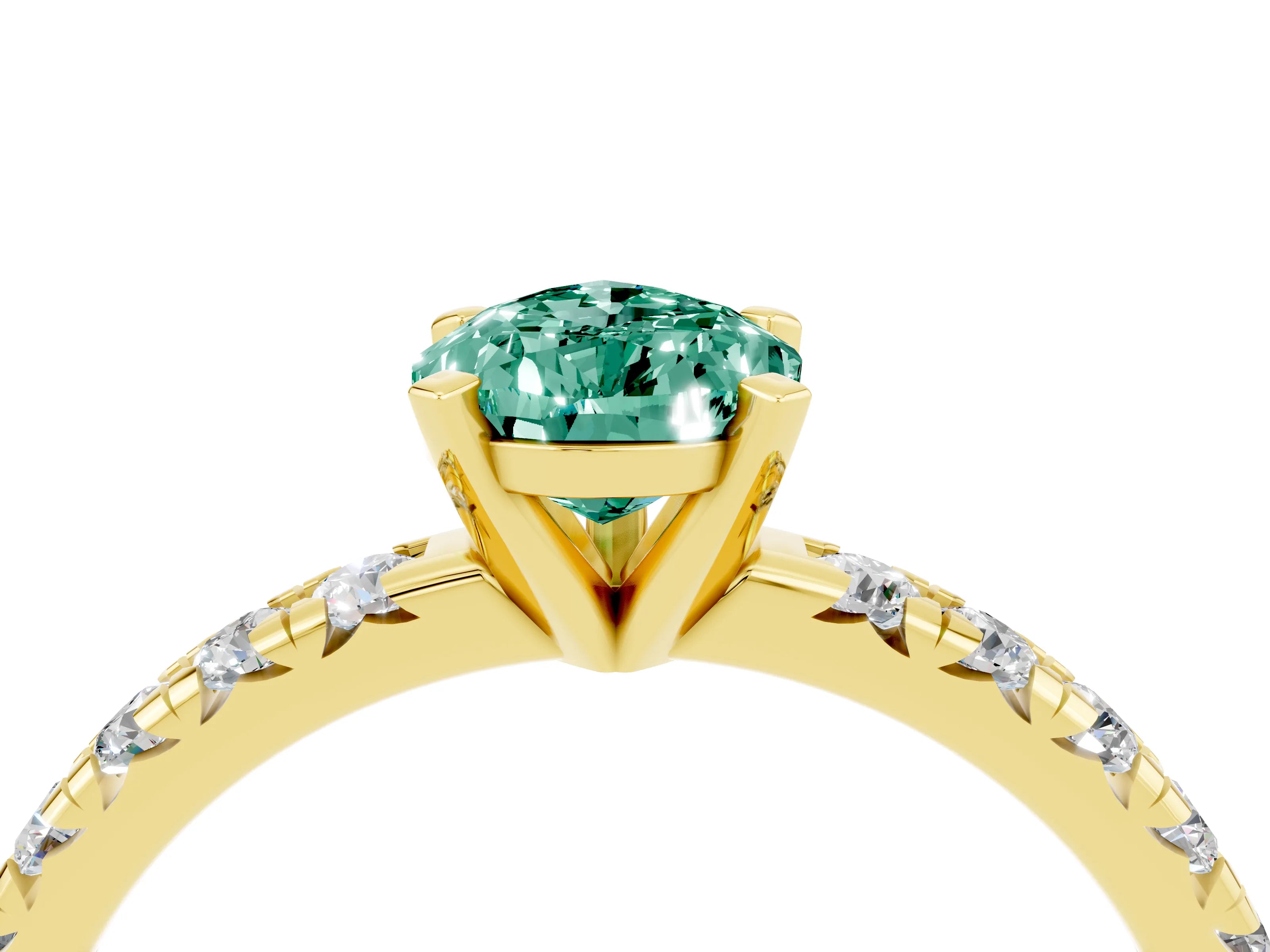 Yellow gold Pear Cut Solitaire Pave Diamond Engagement Ring with Four-Prong Setting_16
