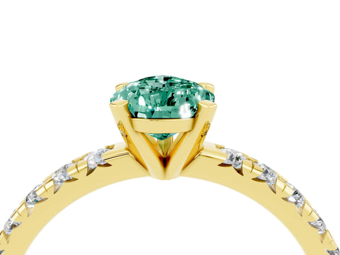 Yellow gold Pear Cut Solitaire Pave Diamond Engagement Ring with Four-Prong Setting_16
