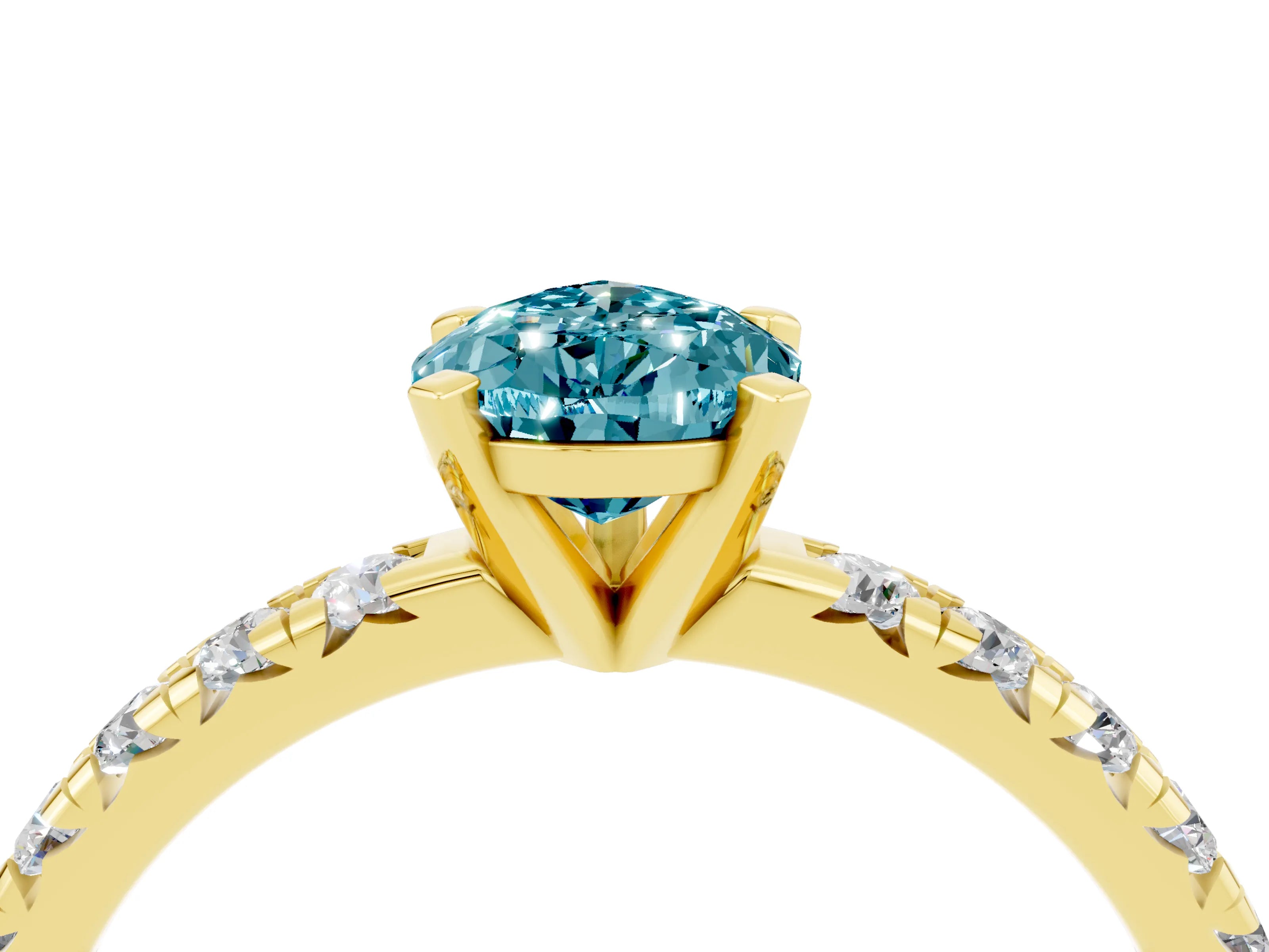 Yellow gold Pear Cut Solitaire Pave Diamond Engagement Ring with Four-Prong Setting_16