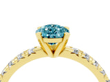 Yellow gold Pear Cut Solitaire Pave Diamond Engagement Ring with Four-Prong Setting_16