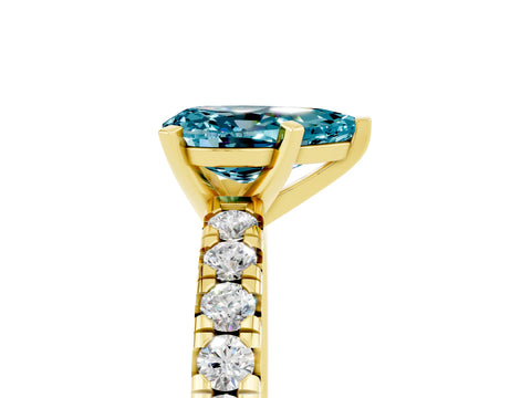 Yellow gold Pear Cut Solitaire Pave Diamond Engagement Ring with Four-Prong Setting_17