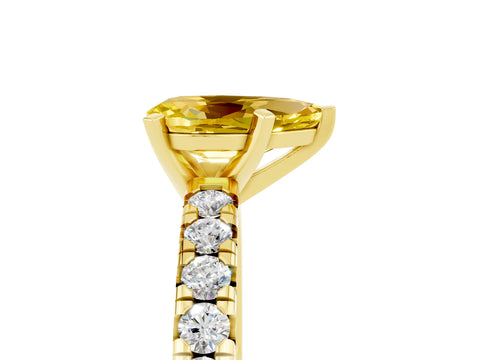 Yellow gold Pear Cut Solitaire Pave Diamond Engagement Ring with Four-Prong Setting_17
