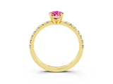 Yellow gold Pear Cut Solitaire Pave Diamond Engagement Ring with Four-Prong Setting_3