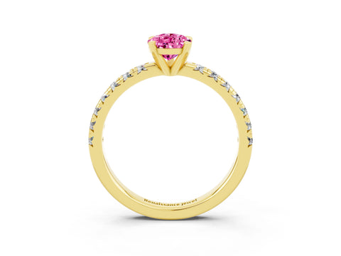 Yellow gold Pear Cut Solitaire Pave Diamond Engagement Ring with Four-Prong Setting_3
