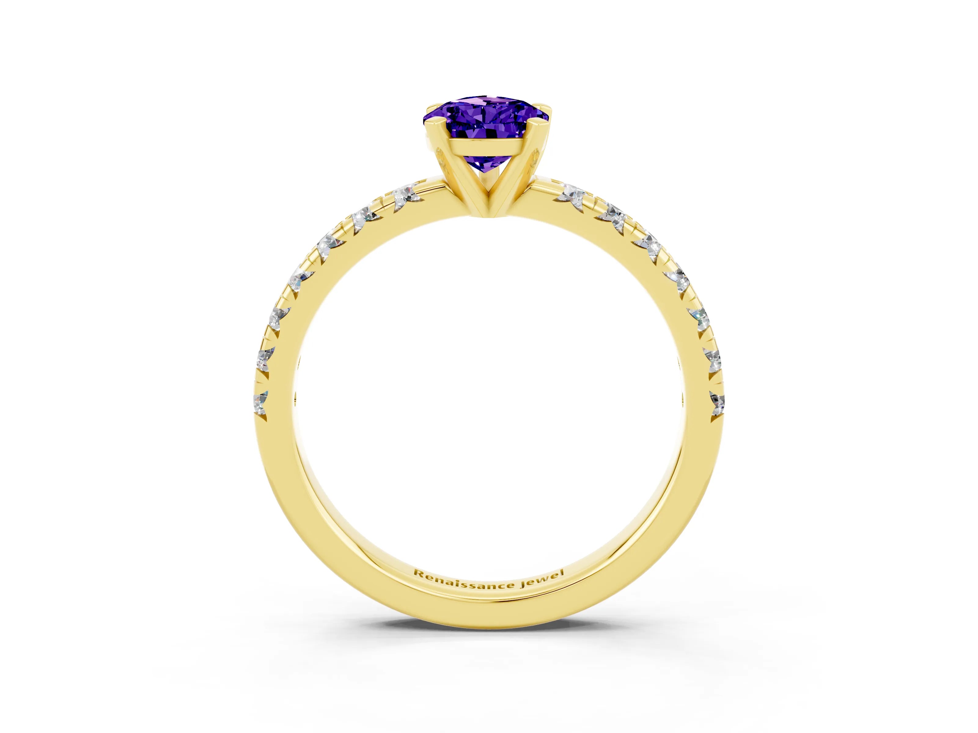 Yellow gold Pear Cut Solitaire Pave Diamond Engagement Ring with Four-Prong Setting_3