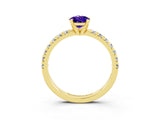 Yellow gold Pear Cut Solitaire Pave Diamond Engagement Ring with Four-Prong Setting_3
