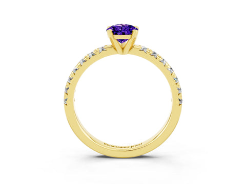 Yellow gold Pear Cut Solitaire Pave Diamond Engagement Ring with Four-Prong Setting_3