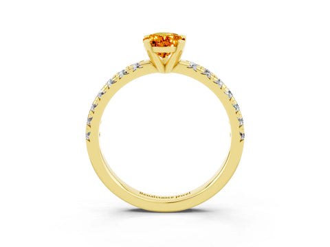 Yellow gold Pear Cut Solitaire Pave Diamond Engagement Ring with Four-Prong Setting_3