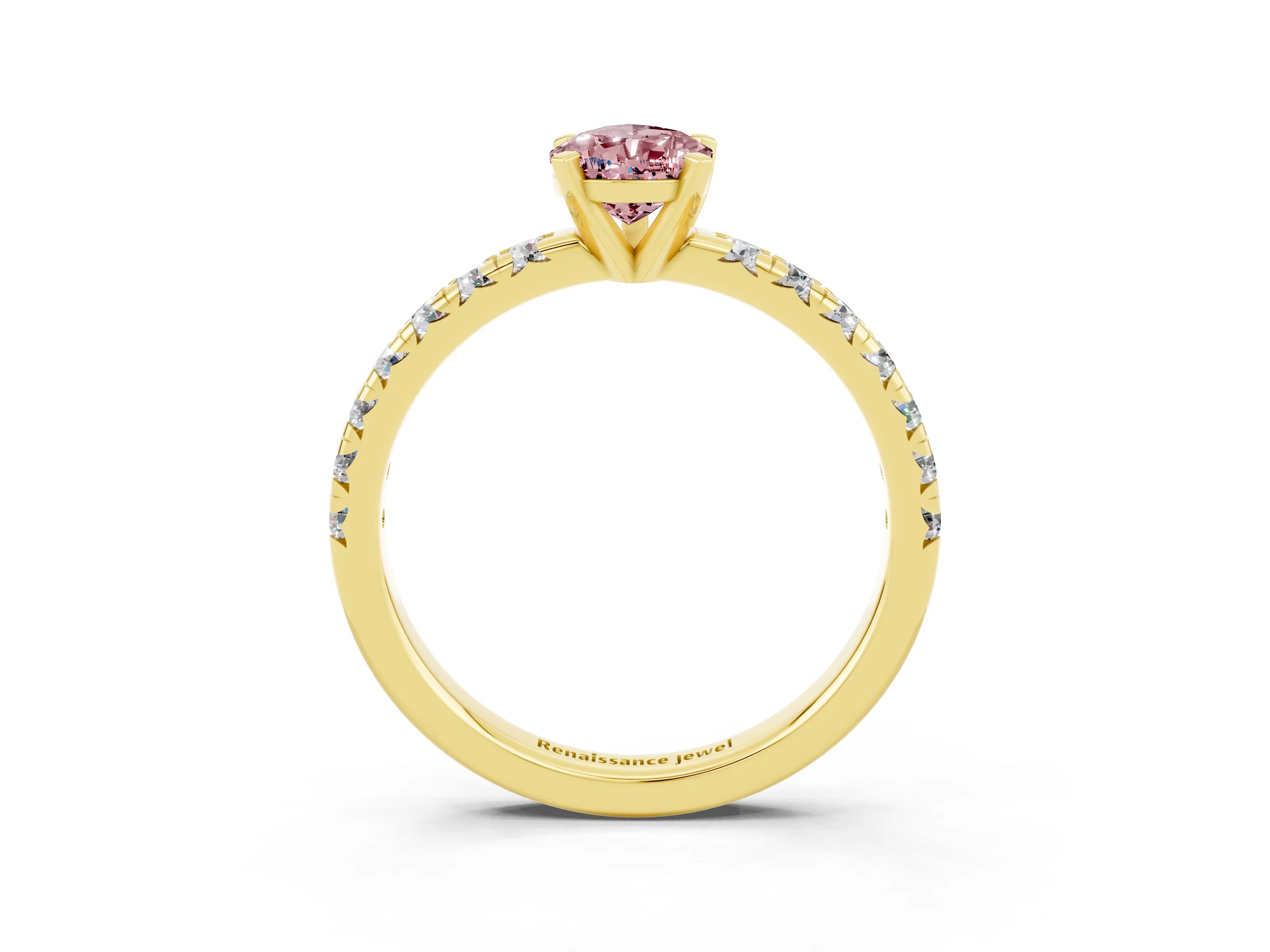 Yellow gold Pear Cut Solitaire Pave Diamond Engagement Ring with Four-Prong Setting_3