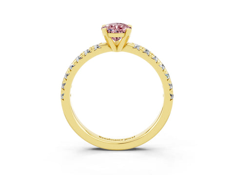 Yellow gold Pear Cut Solitaire Pave Diamond Engagement Ring with Four-Prong Setting_3