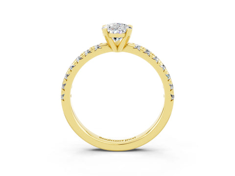 Yellow gold Pear Cut Solitaire Pave Diamond Engagement Ring with Four-Prong Setting_3